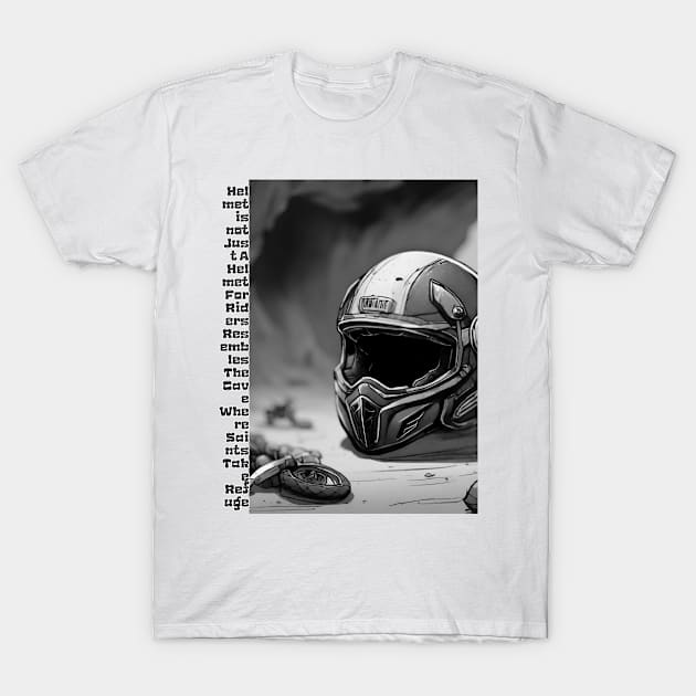 Helmet is not Just A Helmet For Riders Resembles The Cave Where Saints Take Refuge 8 T-Shirt by fazomal